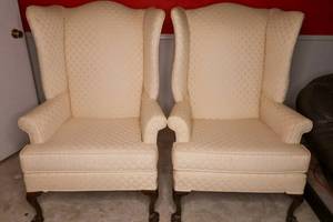 High quality Twin Cream Chairs  Clawed Feet 44.5H W30 D 28