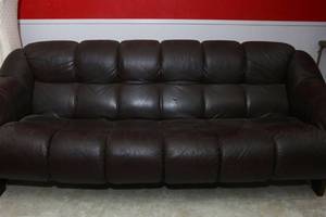 Very comfy Pleather Couch With Wooden Frame  31 H 80 W D 35