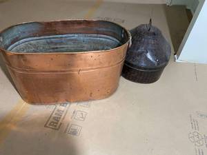 Antique WWII Royal Air Force dress uniform carrier and Solid Copper watering Trough