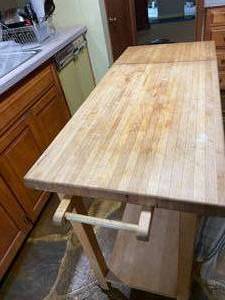 Butcher block fold out kitchen island