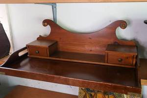 Wooden serving tray and Solid Oak Decorative Shelving unit with compartments
