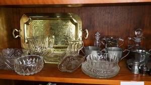 Very Ornate Glassware, Brass and Pewter.