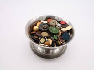 Pewter Bowl with impressive Button collection