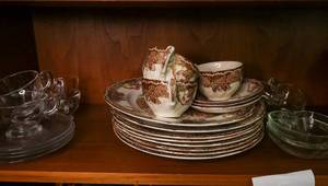 Kitchenware lot  Fine china set , Fine Painted  Porcelain Coasters made in Luxembourg, Cups and bowls