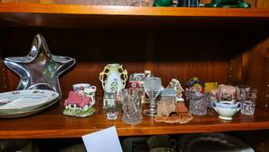 Misc Home dcor Glassware, Porcelain, China, Serving Tray, and Clay Molds.