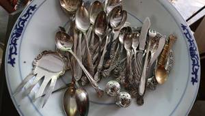 Set of Fine Porcelaine  Glass Serving Trays  and Fine silverware
