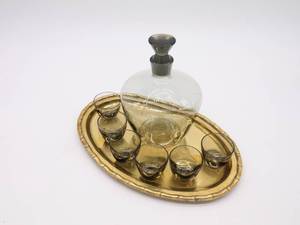Gorgeous Crystal Decanter set  with Brass Tray