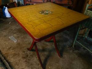Vintage rustic Collapsible Table with Floral pattern