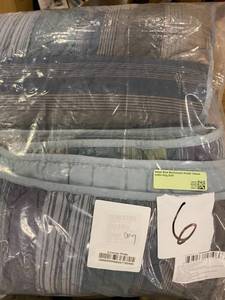 lot 6 image: Harper Blue Multicolored Striped Textured Cotton King Quilt, 50210Q-K-BLUE-MULTI - NEW (1)