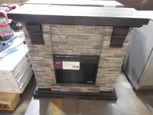 lot 65 image: Home Decorators Collection Highland 40 in. Media Console with Faux Stone Electric Fireplace TV Stand