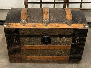 Vintage 36 Chest & Vintage Brass Head & Foot Board Set