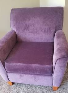 lot 5 image: Contemporary Velour Plum Arm Chair (b)