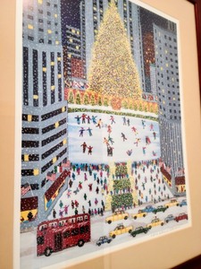 lot 47 image: Framed Rockefeller Center Tree Print By Patricia Palermino