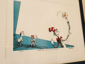 lot 58 image: Up-Up-Up With A Fish Framed Print-Dr. Seuss