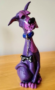 lot 61 image: Purple Great Dane Figurine By Lynda Corneille