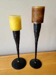 lot 63 image: Iron Pilar Candleholders