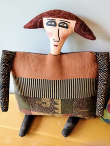 lot 66 image: Pair of DecorativeArtist Designed Handcrafted Soft Sided Dolls by Nancy Camden