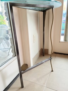 lot 81 image: Half Circle Glass Topped AccentConsole Table