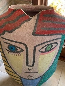 lot 2 image: Artist Designed Painted Floor Vase