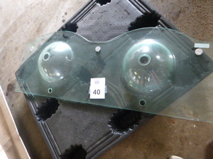 lot 40 image: Clear Glass Double Sink Vanity