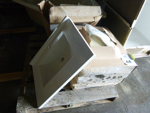 lot 44 image: White Acrylic Single Sink Vanity Tops