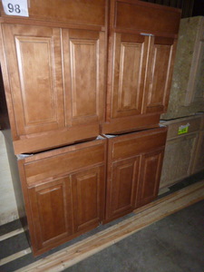 lot 98 image: 4 Red Birch Base Cabinets