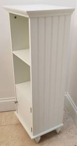 lot 56 image: White Enamel 2 Shelf Beadboard Cabinet