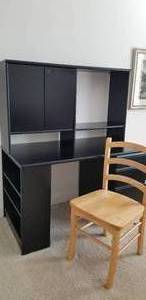 lot 55 image: Black Ikea Student Desk with Chair