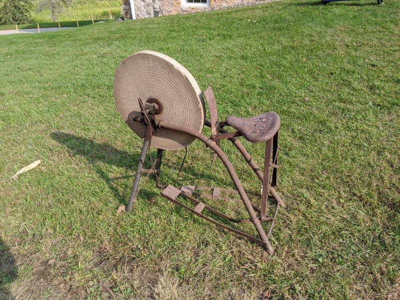 Primitive Sharpening Stone Grinding Wheel Pedal Operated