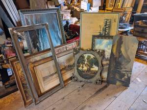 lot 207 image: 7 Piece Lot of Large Frames and Artwork