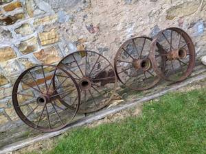 lot 3 image: Two Pairs of Antique Steel Wheels