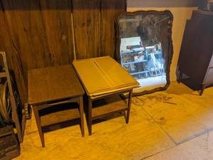 lot 22 image: End Tables, Washington DC Prints, and Large Mirror