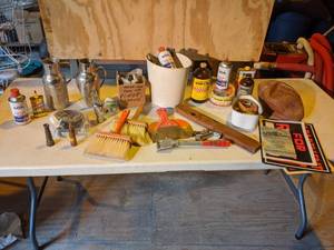 lot 32 image: Vintage Cans, Tools, Plumbing, and More