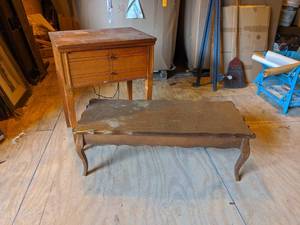 lot 33 image: Sewing Cabinet with Kenmore Sewing Machine and Coffee Table