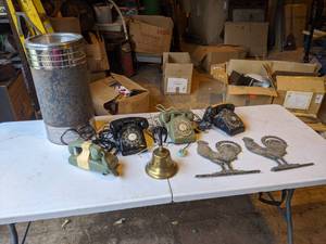 lot 48 image: Rotary Phones, Brass Bell, Ashtray and Weathervane Parts
