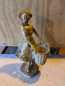 lot 87 image: Plaster Statue - Girl with Basket