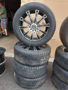 lot 2 image: 4-16 Universal 5 Lug Wheels With A Great Set Of Yokohama 2255516 Matching Tires With Full Tread.