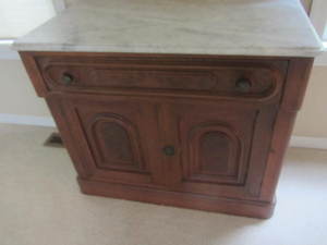 lot 4 image: Antique Walnut Cabinet - Marble Top