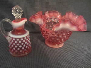 lot 53 image: Opalescent Bowl & Cruet