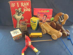 lot 91 image: Vintage Pull Toys, Books