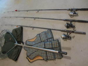lot 117 image: Ugly Stick Rods, Reels, Net