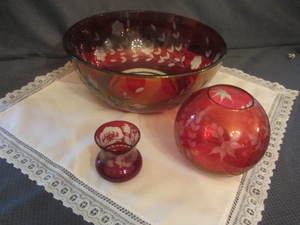 lot 72 image: Ruby Cut to Clear Glass