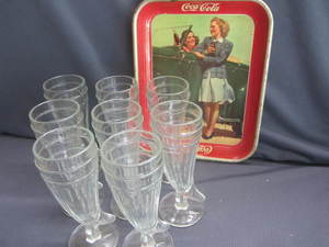 lot 143 image: Soda Glasses, Coca Cola Tray