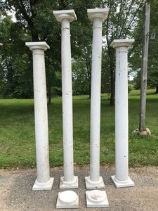 lot 13 image: White Antique Pillars (4) wDeck Materials
