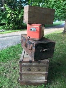 lot 19 image: Antique TrunksBoxes (Lot of 4)