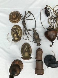 lot 37 image: Salvaged Metal Light Fixtures, Sconces, Pendants