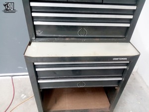 lot 437 image: Craftsman Tool Cabinet and Assorted Wrenches, Hammers, Screwdrivers, Craftsmen Electric Stapler and Much More