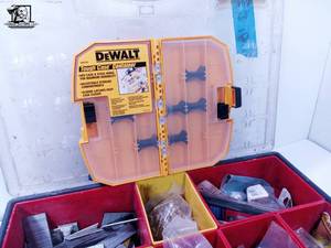 lot 452 image: Dewalt Toolbox Full of Nails and Screws with Mini Toolbox