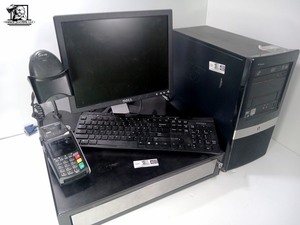 lot 512 image: P.O.S. Computer Register Setup (Product Scanner, Credit Card Reader, Register, Computer & Monitor)