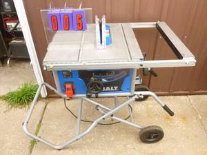 lot 5 image: Kobalt 10 folding table saw. No miter or fence. Tested & works. As shown.